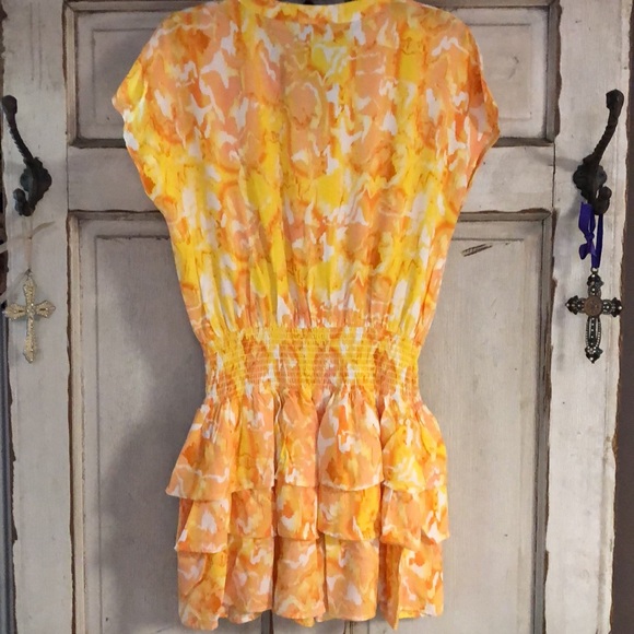 TART elastic waist V neck sunshine color mini dress Size M sleeveless - Picture 8 of 11